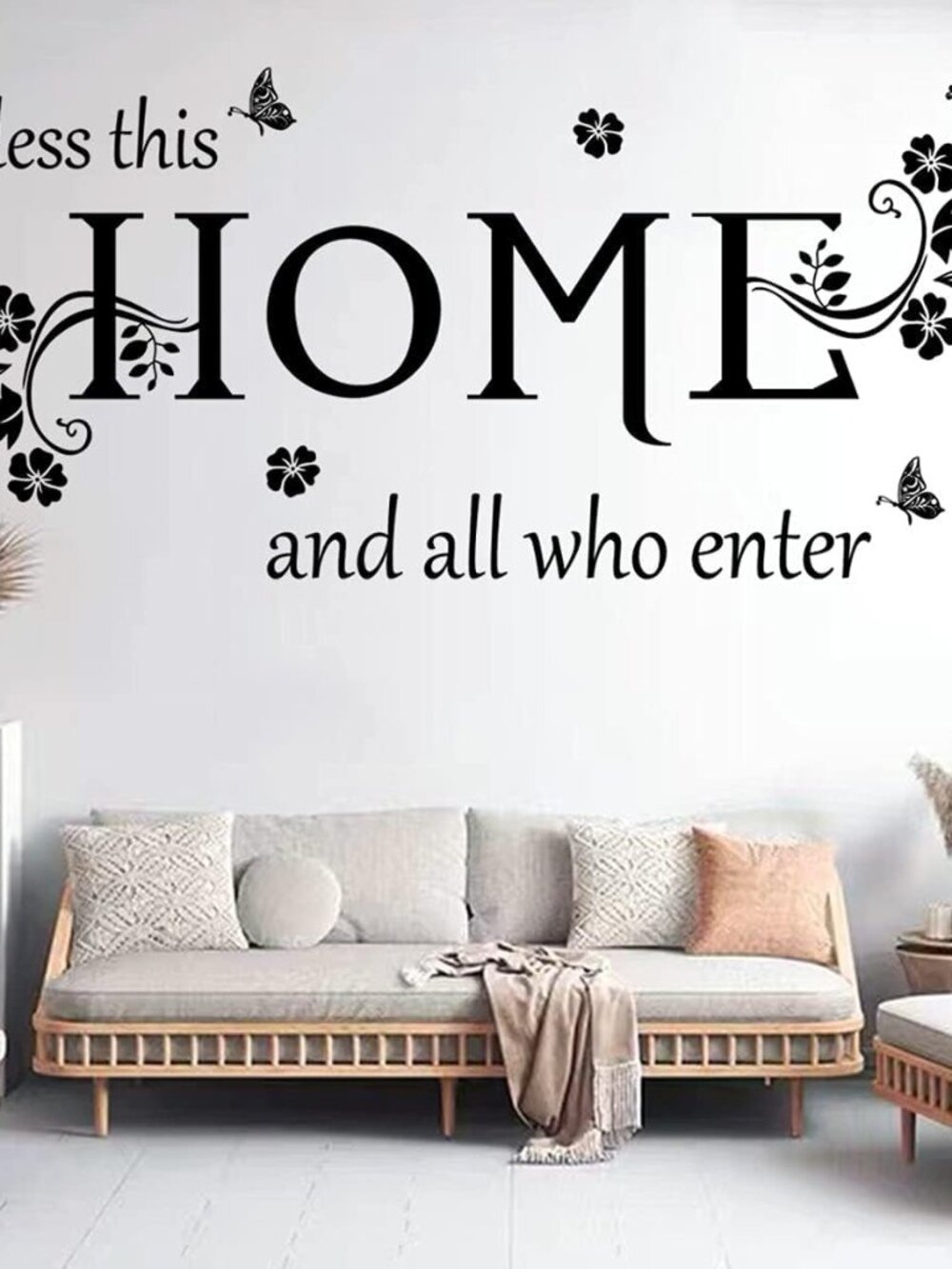 Black Vinyl Wall Sticker Wall Word Quotes Bless This Home and All who Enter Wall